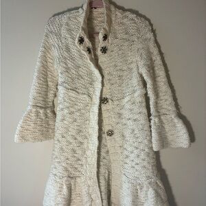 Free People Cream Textured Women's Cardigan